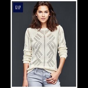 GAP Pointelle Crew Neck Pullover Sweater